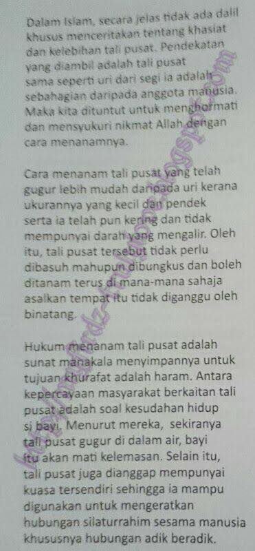 BETUL KE TAK BOLEH SIMPAN TALI PUSAT??
