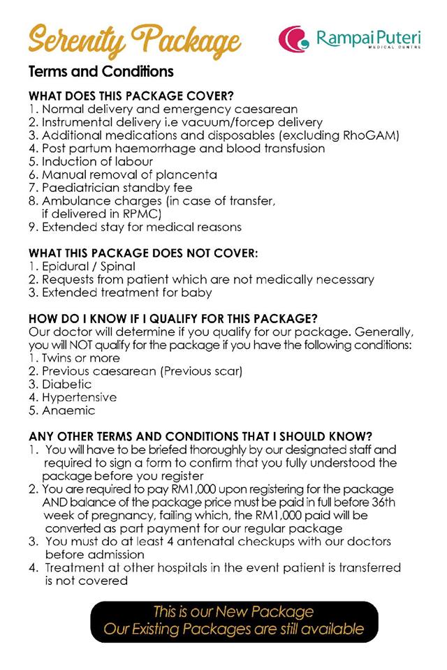 SERENITY PACKAGE - PAKEJ BERSALIN RAMPAI PUTERI MEDICAL CENTRE 3