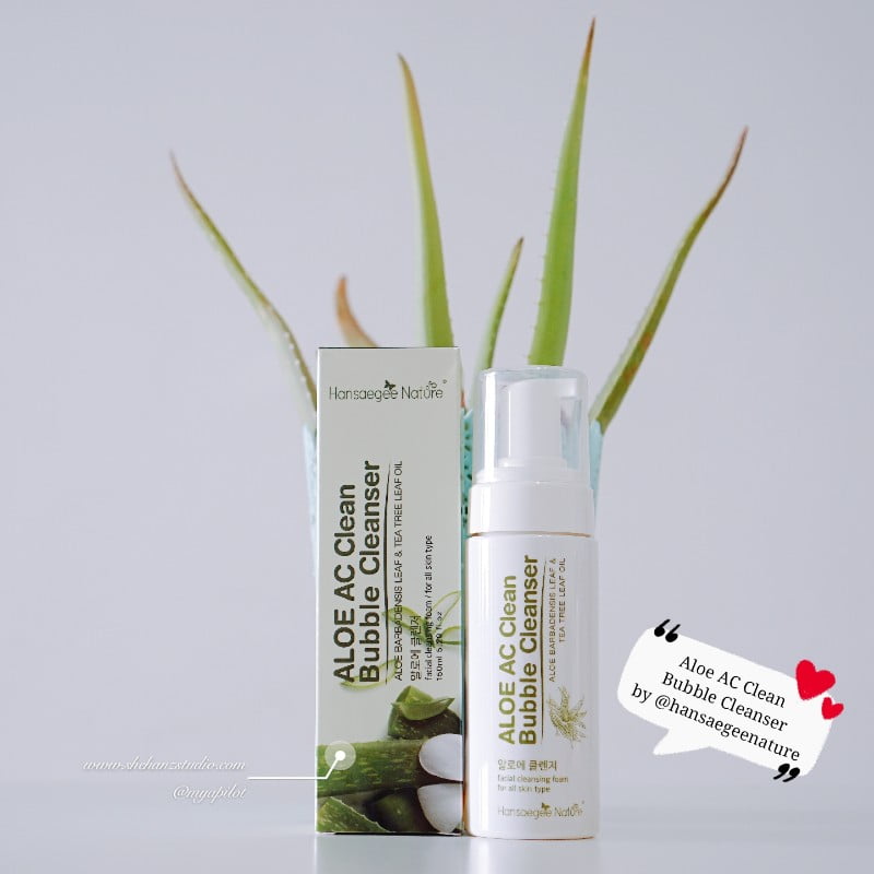 ALOE AC CLEAN BUBBLE CLEANSER & AQUA WHITENING CREAM HANSAEGEE NATURE REVIEW (29)