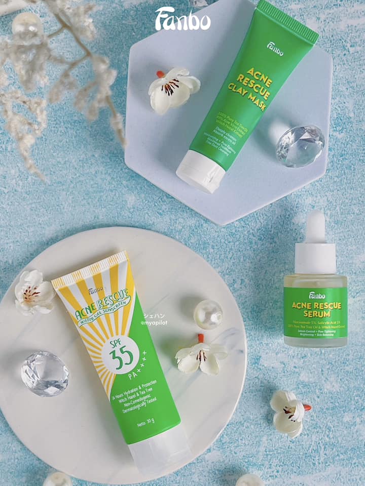 FANBO COSMETICS : ATASI MASALAH JERAWAT DENGAN FANBO SKIN GOALS ACNE RESCUE CLUB DAN ACNE RESCUE WATER GEL SUNSCREEN
