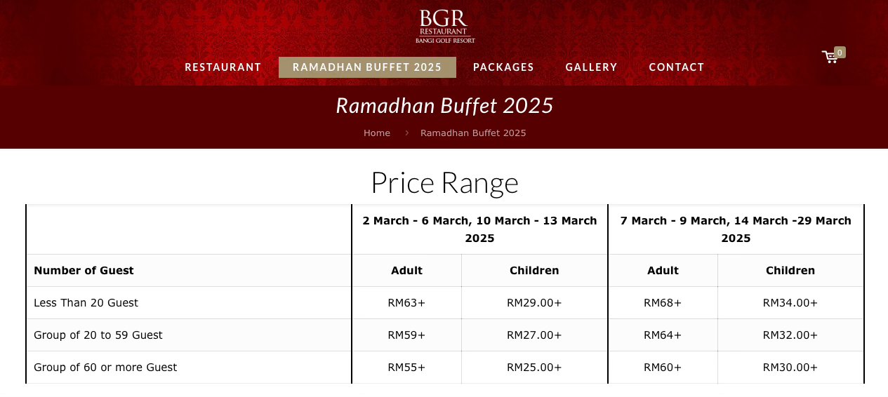 BUFFET RAMADAN 2025 : BANGI GOLF RESORT